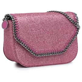 Stella Mc Cartney-Borsa a tracolla Falabella Box glitterata rosa di Stella McCartney-Rosa