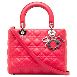 Dior-Dior Cannage pequeño de piel de cordero rosa Lady Dior-Rosa