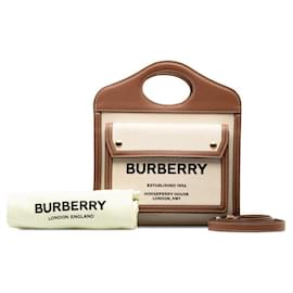 Burberry-Burberry Logo Canvas Pocket Tote Bolso de lona en excelentes condiciones-Otro