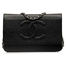 Chanel-Bolso de hombro con cadena de caviar Chanel CC Bolso de hombro de cuero en buen estado-Otro