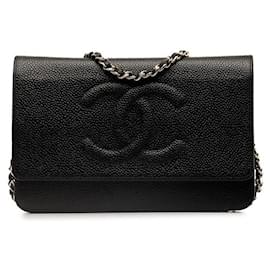 Chanel-Sac à bandoulière Chanel CC Caviar Chain Sac à bandoulière en cuir en bon état-Autre