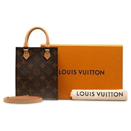 Louis Vuitton-Bolso de hombro de lona Louis Vuitton Monogram Petit Sac Plat M81295 En muy buenas condiciones-Otro