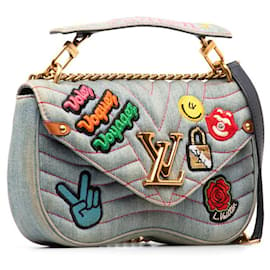 Louis Vuitton-Louis Vuitton Denim New Wave Chain Bag Sac à bandoulière en jean M52566 en bon état-Autre