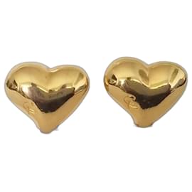 Christian Lacroix-Vintage heart-shaped hair clips with CL logo on top-Gold hardware