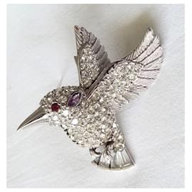 Autre Marque-Neu - Silberner Kolibri-Vogel mit Kristall-Silber Hardware