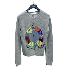 Dior-Dior Tarot inspirierter Glücksrad-Pullover-Grau