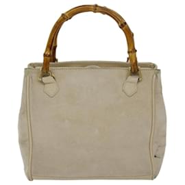 Gucci-GUCCI Bamboo Hand Bag Suede 2way Beige Auth ep3780-Beige