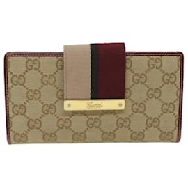 Gucci-GUCCI GG Canvas Wallet Beige Green Red 181668 Auth FM3304-Red,Beige,Green