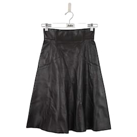 Alexander Mcqueen-Leather skirt-Black