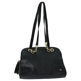 Bally-BALLY Quilted Shoulder Bag Leather Black Auth fm3281-Black