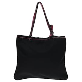 Prada-PRADA Hand Bag Nylon Black Auth 69648-Black
