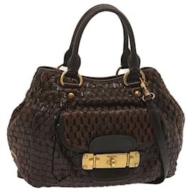 Miu Miu-Miu Miu Hand Bag Leather 2way Brown Auth bs13027-Brown