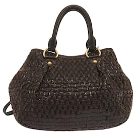 Miu Miu-Miu Miu Hand Bag Leather 2way Brown Auth bs13027-Brown