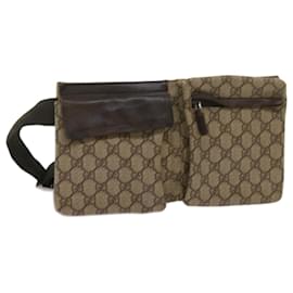 Gucci-GUCCI GG Supreme Waist bag PVC Beige 28566 Auth ar11508-Beige