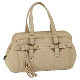 Bally-BALLY Hand Bag Leather Ivory Auth yb529-Cream