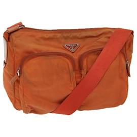 Prada-PRADA Shoulder Bag Nylon Orange Auth 69348-Orange