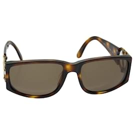 Chanel-CHANEL Óculos de sol plástico marrom CC Auth 69542-Marrom