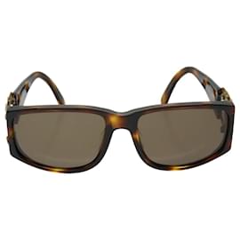 Chanel-CHANEL Óculos de sol plástico marrom CC Auth 69542-Marrom