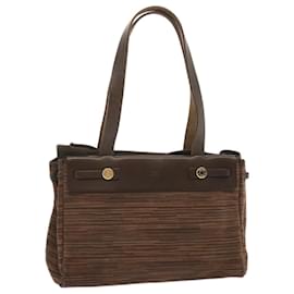 Hermès-HERMES Her Bag Kabas PM Tote Bag Canvas Brown Auth bs11235-Brown