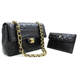 Chanel-CHANEL Vintage Classic Bolso de hombro con cadena Cordero acolchado con solapa-Negro
