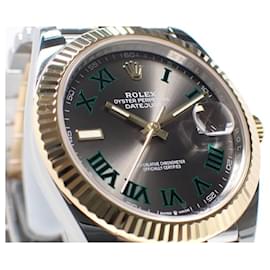 Rolex-Rolex Datejust41 ARDESIA/ Bracciale verde Giubileo Romano combinazione YG '22 Uomo-Argento