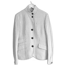 Rag & Bone Slade grey pinstripe jersey blazer jacket Light green