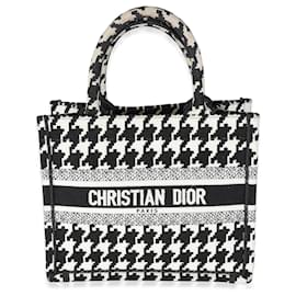 Christian Dior-Christian Dior Black White Houndstooth Small Book Tote-Black,White