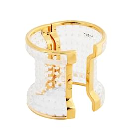 Alaïa-Bracelet en métal et plexiglas perforé Alaia-Bijouterie dorée