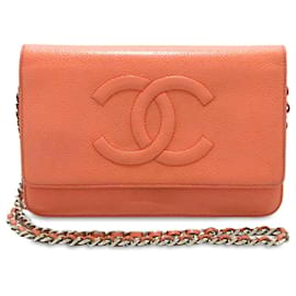 Chanel-Chanel Orange CC Caviar Wallet on Chain-Orange