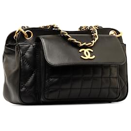 Chanel-Chanel Black Choco Bar Chain Shoulder Bag-Black