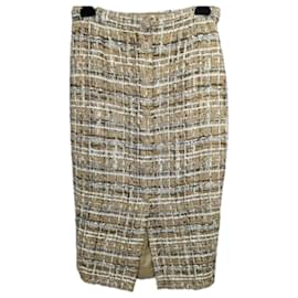 Chanel-Falda de tweed con cinta beige de 6K$.-Beige
