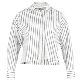 Proenza Schouler-Camicia corta in popeline a righe White Label di Proenza Schouler in cotone bianco-Altro
