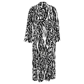 Autre Marque-Rixo Cindy Vestido Midi com Estampa Zebra em Viscose Multicolor-Multicor