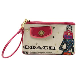 Coach-Coach Bonnie Cashin Print Wristlet in Cream Canvas-White,Cream