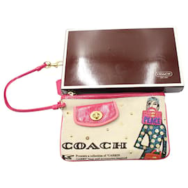 Coach-Coach Bonnie Cashin Print Wristlet in Cream Canvas-White,Cream