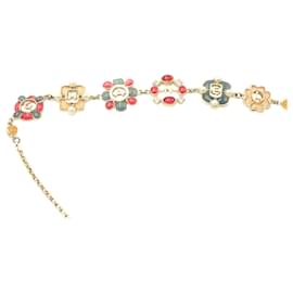 Chanel-Chanel Gold & Multi Gripoix Seoul Floral Necklace in Multicolor Resin-Golden,Metallic