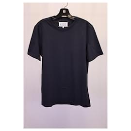 Maison Martin Margiela-Maison Margiela Crew Neck T-Shirt in Navy Cotton-Blue