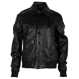 Saint Laurent-Jaqueta Saint Laurent Moto em couro preto-Preto