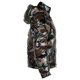 Valentino Garavani-Valentino Studded Camouflage-Print Quilted Shell Hooded Down Jacket in Green Polyamide-Other