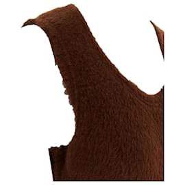 Comme Des Garcons-COMME des GARCONS 1993 brown reversed seam fuzzy plush wool midi dress-Brown