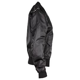 Valentino Garavani-Valentino Garavani Rockstud Bomber Jacket in Black Nylon-Black