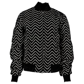 Saint Laurent-Jaqueta Bomber Saint Laurent Zigzag Velvet em Viscose Preta-Preto