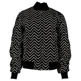 Saint Laurent-Saint Laurent Zigzag Velvet Bomber Jacket in Black Viscose-Black