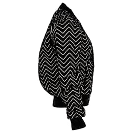 Saint Laurent-Jaqueta Bomber Saint Laurent Zigzag Velvet em Viscose Preta-Preto