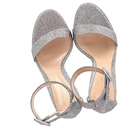 Gianvito Rossi-GIANVITO ROSSI PORTOFINO 105 Sandals in Silver Glitter-Silvery