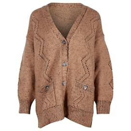 Chanel-Cardigan Chanel con scollo a V in lana marrone-Marrone