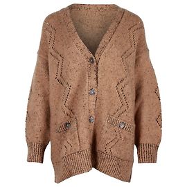Chanel V-Ausschnitt Cardigan aus brauner Wolle Braun