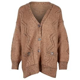 Chanel-Cardigan Chanel com decote em V em lã marrom-Marrom