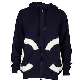 Felpa Chanel CC con cappuccio e zip in cotone blu navy Blu Blu navy