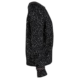 Chanel-Chanel Cardigan abotoado em lã preta-Preto